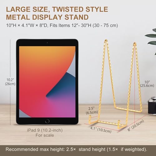 Large Plate Holder Display Stand - 10 inch Extra Tall Stands - Twisted Metal Wire Easel - Big Tabletop Easels, alternate view