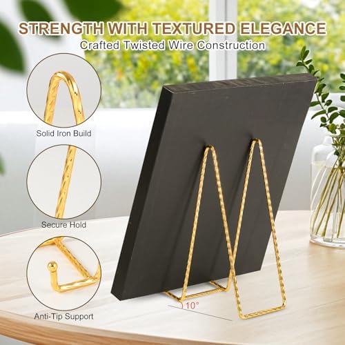 Large Plate Holder Display Stand - 10 inch Extra Tall Stands - Twisted Metal Wire Easel - Big Tabletop Easels, alternate view