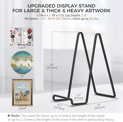 Large Plate Holder Display Stand - 10 inch Tall Plate Stands for Display - Metal Picture Frame Stand - Big, alternate view 3