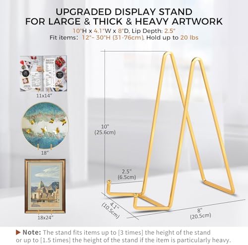 Large Plate Holder Display Stand - 10 inch Tall Plate Stands for Display - Metal Picture Frame Stand - Big, alternate view 3