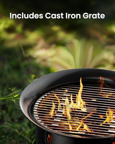 Large Propane Fire Pit 19 Inch, Gas Fire Pit with Grill Grate, Folding Legs, Hose Hooks, Propane Tank Holder, alternate view