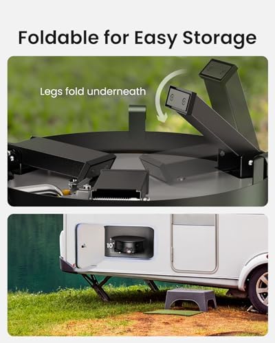 Large Propane Fire Pit 24 Inch, Gas Fire Pit with Grill Grate, Folding Legs, Hose Hooks, Propane Tank Holder, alternate view