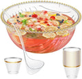 Large Punch Bowl Set, 1.7 Gal Plastic Party Bowls with Ladle 25 Cups