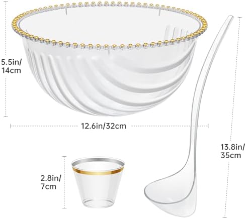Large Punch Bowl Set, 1.7 Gal Plastic Party Bowls with Ladle 25 Cups, alternate view 3