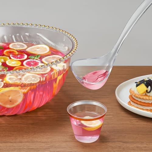 Large Punch Bowl Set, 1.7 Gal Plastic Party Bowls with Ladle 25 Cups, alternate view 5