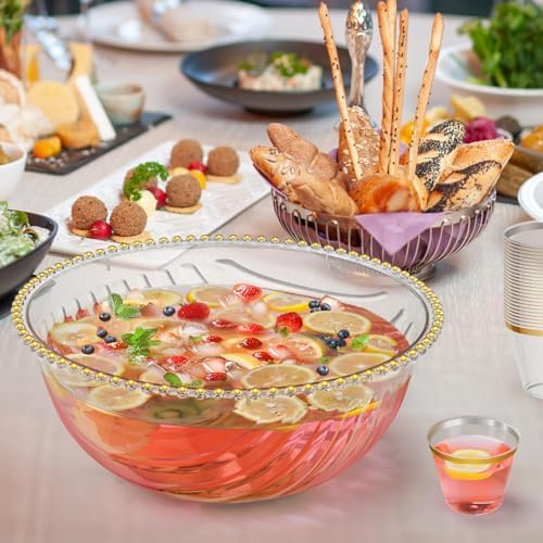 Large Punch Bowl Set, 1.7 Gal Plastic Party Bowls with Ladle 25 Cups, alternate view 7