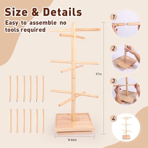 Large Rotating Pretzel Holder Stand, Wooden Tree-Shaped Pretzel Stand for Pretzels, Donuts, Bagels, and, alternate view 3