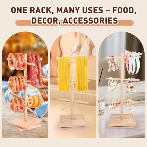 Large Rotating Pretzel Holder Stand, Wooden Tree-Shaped Pretzel Stand for Pretzels, Donuts, Bagels, and, alternate view 5