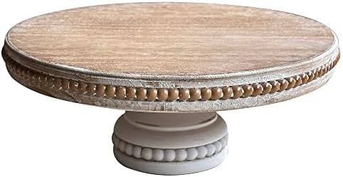 Large Round Wood Risers for Display, 11.75" Decorative Rustic Farmhouse Cake Stand Pedestal Tray for Home and