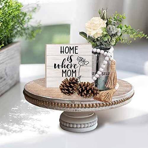 Large Round Wood Risers for Display, 11.75" Decorative Rustic Farmhouse Cake Stand Pedestal Tray for Home and, alternate view