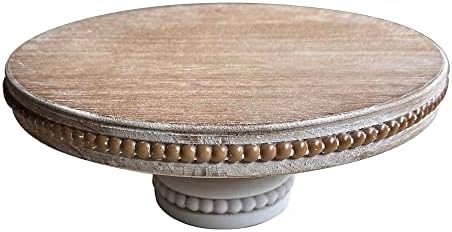 Large Round Wood Risers for Display, 11.75" Decorative Rustic Farmhouse Cake Stand Pedestal Tray for Home and, alternate view