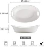 Large Serving Bowl with Handles, Oval Serving Platter Set of 2 in 13.5 x 8.54 x 3.27 inches in White, alternate view 3