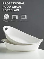 Large Serving Bowl with Handles, Oval Serving Platter Set of 2 in 13.5 x 8.54 x 3.27 inches in White, alternate view 4