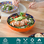 Large Serving Bowls, 78 Oz Extra Large Salad Bowls Set of 2, Bohemian Decorative Bowls for Salad, Fruit, Pasta, alternate