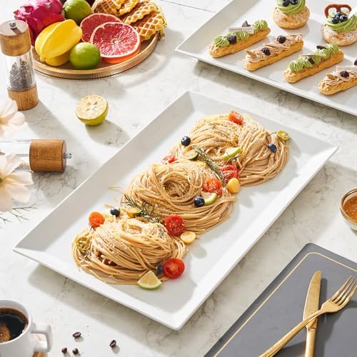 Large Serving Platter, 18.5" x 11.5" White Porcelain Serving Tray in 18.5" x 11.5", 1Pack in White, alternate view 2