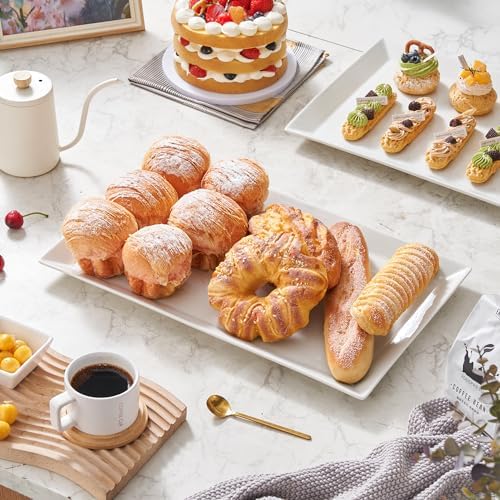 Large Serving Platter, 18.5" x 11.5" White Porcelain Serving Tray in 18.5" x 11.5", 1Pack in White, alternate view 6