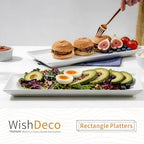Large Serving Platter Set of 2, Long Ceramic Serving Tray 16 Inch in 16 inch in White-16inch, alternate view 2
