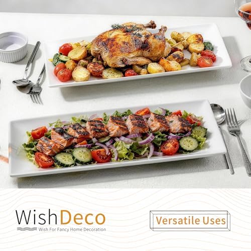 Large Serving Platter Set of 2, Long Ceramic Serving Tray 16 Inch in 16 inch in White-16inch, alternate view 5
