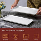 Large Serving Platter Set of 2, Long Ceramic Serving Tray 16 Inch in 16 inch in White-16inch, alternate view 6