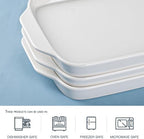 Large Serving Platter with Handles 16"x9" - White Porcelain Serving Trays Set of 3, Rectangular Platters for, alternate view