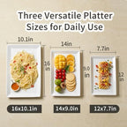 Large Serving Platters, 16/14/12 Inch White Serving Trays Set, Rectangular Porcelain Plates for Party, Wedding, alternate