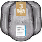 Large Serving Platters Set of 3, 15" Oval Stoneware Serving Plates for Food in 15" in Dark / Dark Gray