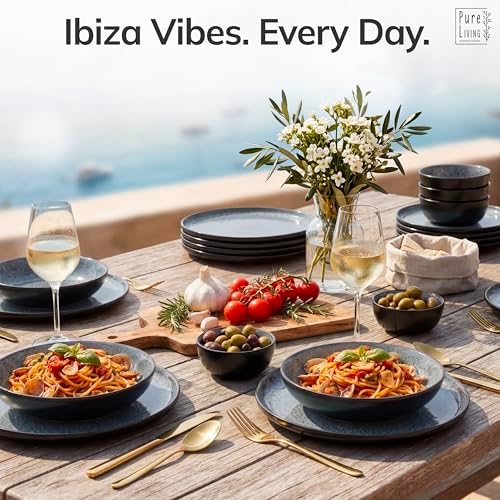 Large Serving Platters Set of 3, 15" Oval Stoneware Serving Plates for Food in 15" in Dark / Dark Gray, alternate view 3