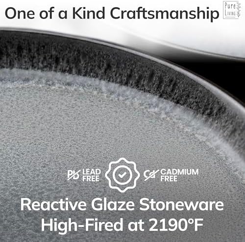 Large Serving Platters Set of 3, 15" Oval Stoneware Serving Plates for Food in 15" in Dark / Dark Gray, alternate view 5