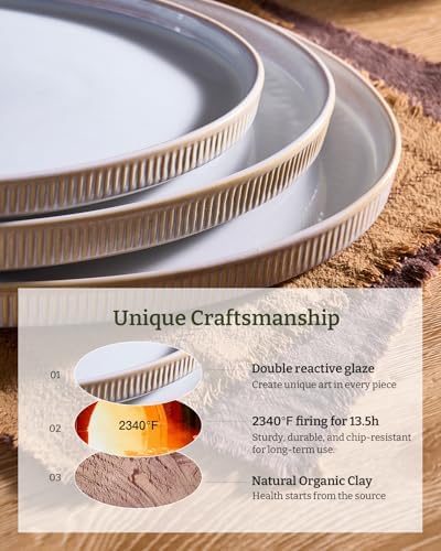 Large Serving Platters Set of 3 Sizes - Oval, Cappuccino White in 16 inch in Cappuccino White, alternate view 4