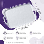 Large Serving Tray Set of 2 - 19 x 12 Inch White Rectangular Melamine Trays with Handles - Durable Plastic Food, alternate
