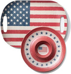 Large Serving Trays with Handle Set of 2 Sizes American Flag Design in Red/White/Blue