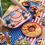 Large Serving Trays with Handle Set of 2 Sizes American Flag Design in Red/White/Blue, alternate view 2
