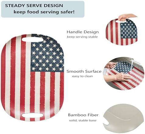 Large Serving Trays with Handle Set of 2 Sizes American Flag Design in Red/White/Blue, alternate view 3