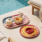 Large Serving Trays with Handle Set of 2 Sizes American Flag Design in Red/White/Blue, alternate view 6