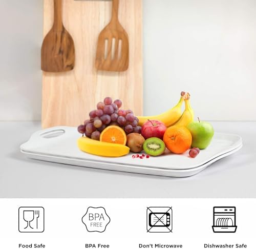Large Serving Trays with Handles, 19" x 12" Melamine Serving Platters for Food, Turkey, Set of 2 Rectangular, alternate view