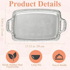 Large Silver Serving Tray for Party, Floral Engraved Serving Platters in Silver, alternate view 2