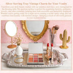 Large Silver Serving Tray for Party, Floral Engraved Serving Platters in Silver, alternate view 6