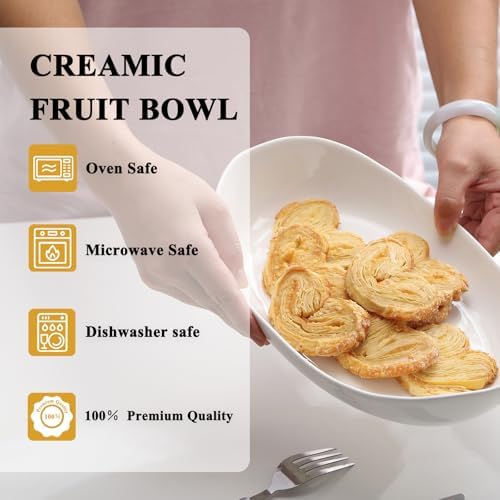 Large Size 3 Tier Ceramic Fruit Bowl,(13.4, 11 and 9.1 inch Plate)More Storage Space, Golden Metal Stand for, alternate view