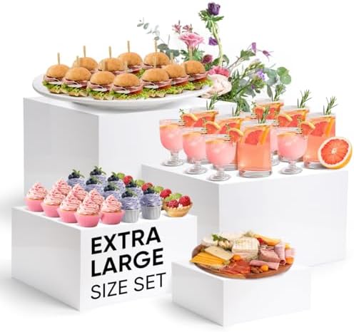 Large Size Acrylic Cube Display Nesting Risers, 13.8" Extra Large Buffet Risers, Food Risers for Buffet Table