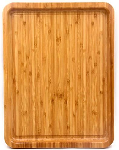 Large Size Bamboo Serving Tray, Rectangular, 15.5 x 11.8 x 0.8 Inches in 15.5 x 11.8 x 0.8 Inches in 15.5'' X