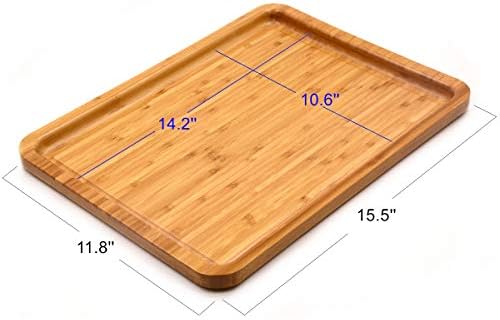 Large Size Bamboo Serving Tray, Rectangular, 15.5 x 11.8 x 0.8 Inches in 15.5 x 11.8 x 0.8 Inches in 15.5'' X, alternate view