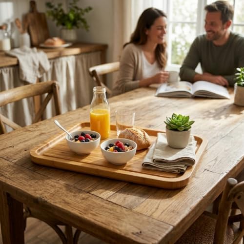 Large Size Bamboo Serving Tray, Rectangular, 15.5 x 11.8 x 0.8 Inches in 15.5 x 11.8 x 0.8 Inches in 15.5'' X, alternate view