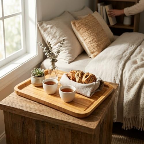Large Size Bamboo Serving Tray, Rectangular, 15.5 x 11.8 x 0.8 Inches in 15.5 x 11.8 x 0.8 Inches in 15.5'' X, alternate view