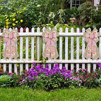 Large Spring Flowers Bows for Wreath, Easter Wreath Bow Pink Natural Burlap Bows for Front Door Birthday, alternate view 4