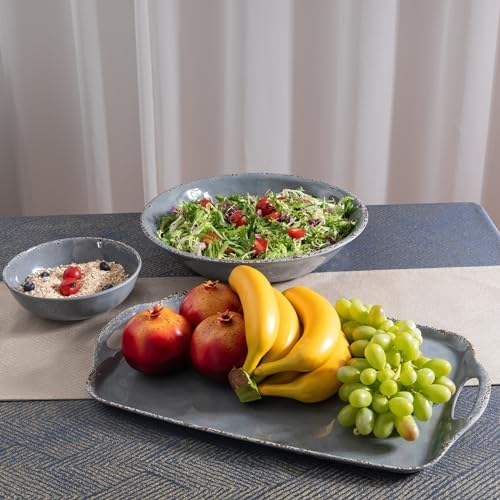 Large Vintage Melamine Serving Platter, Set of 2, 17x10 Inch Melamine Rectangular Serving Platter and Trays.Cool, alternate