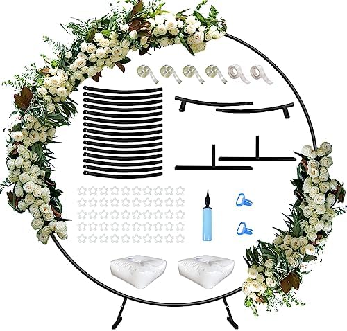 Large Wedding Arch for Ceremony 7Ft, Circle Arch for Party, Black in Black