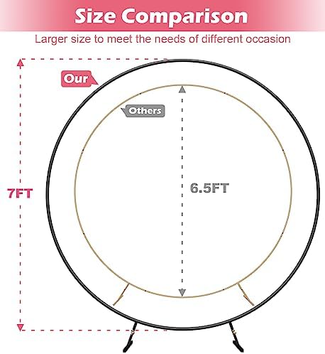 Large Wedding Arch for Ceremony 7Ft, Circle Arch for Party, Black in Black, alternate view 2