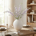 Large White Ceramic Vase, 9.8 inch Rustic Farmhouse Flowers Vase for Home Decor, Sandstone Texture Round Pottery, alternate