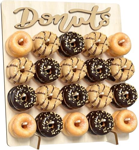 Large Wood Donut Wall Display Stand Holds 20 Donuts, 1 Pack Natural