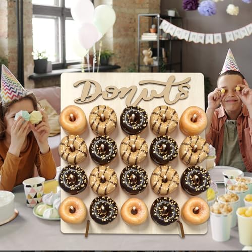 Large Wood Donut Wall Display Stand Holds 20 Donuts, 1 Pack Natural, alternate view 2